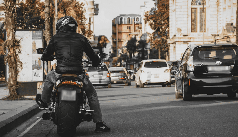 Motorcyclist on the road.